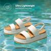 DREAM PAIRS Women’s Platform Water Sandals Adjustable Lightweight Waterproof Summer Beach Wedge Chunky Sandals(White)