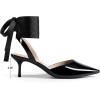 DREAM PAIRS Women’s Slingback Lace Up Kitten Low Heel Closed Toe Ankle Strap Heels Pointed Toe Strappy Pumps Shoes Party Wedding Dress Shoes(Black)