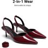 DREAM PAIRS Women’s Slingback Lace Up Kitten Low Heel Closed Toe Ankle Strap Heels Pointed Toe Strappy Pumps Shoes Party Wedding Dress Shoes(Burgundy)