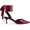 DREAM PAIRS Women’s Slingback Lace Up Kitten Low Heel Closed Toe Ankle Strap Heels Pointed Toe Strappy Pumps Shoes Party Wedding Dress Shoes(Burgundy)