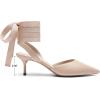 DREAM PAIRS Women’s Slingback Lace Up Kitten Low Heel Closed Toe Ankle Strap Heels Pointed Toe Strappy Pumps Shoes Party Wedding Dress Shoes(Nude)