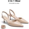 DREAM PAIRS Women’s Slingback Lace Up Kitten Low Heel Closed Toe Ankle Strap Heels Pointed Toe Strappy Pumps Shoes Party Wedding Dress Shoes(Nude)