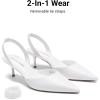 DREAM PAIRS Women’s Slingback Lace Up Kitten Low Heel Closed Toe Ankle Strap Heels Pointed Toe Strappy Pumps Shoes Party Wedding Dress Shoes(White)