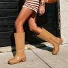 DREAM PAIRS Women’s Square Toe Platform Chunky Block Heel Knee High Riding Boots(All Yellow)