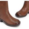 DREAM PAIRS Women’s Square Toe Platform Chunky Block Heel Knee High Riding Boots(Light Brown)