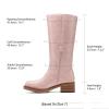 DREAM PAIRS Women’s Square Toe Platform Chunky Block Heel Knee High Riding Boots(Pink)