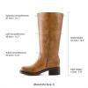 DREAM PAIRS Women’s Square Toe Platform Chunky Block Heel Knee High Riding Boots(Tan)