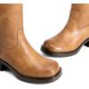 DREAM PAIRS Women’s Square Toe Platform Chunky Block Heel Knee High Riding Boots(Tan)