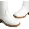 DREAM PAIRS Women’s Square Toe Platform Chunky Block Heel Knee High Riding Boots(White)
