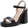 DREAM PAIRS Heels for Women Block Chunky Platform High Heels Open Toe Fashion Wedding Party Evening Prom Dance Ankle Strap Dress Pump Sandals Shoes(Black)