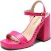 DREAM PAIRS Heels for Women Block Chunky Platform High Heels Open Toe Fashion Wedding Party Evening Prom Dance Ankle Strap Dress Pump Sandals Shoes(Hot Pink)