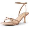DREAM PAIRS Women’s Bow Heels -Kitten Heels for Women, Square Toe Strappy Heeled Sandals, Elegant Wedding & Bridal Bownots Sandals for Formal & Special Occasions(Nude)