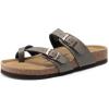 DREAM PAIRS Women’s Comfortable Cork Sandals Suede Leather Insole Slides Arch Support Walking Sandals(Mocha)