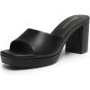 DREAM PAIRS Women’s Platform Block Heel Mule Sandals, Square Toe Ankle Strap Slip On Comfortable Heeled Sandals for Party Wedding Shoes(Black)