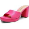 DREAM PAIRS Women’s Platform Block Heel Mule Sandals, Square Toe Ankle Strap Slip On Comfortable Heeled Sandals for Party Wedding Shoes(Hot Pink)