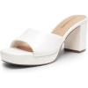 DREAM PAIRS Women’s Platform Block Heel Mule Sandals, Square Toe Ankle Strap Slip On Comfortable Heeled Sandals for Party Wedding Shoes(White)