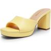DREAM PAIRS Women’s Platform Block Heel Mule Sandals, Square Toe Ankle Strap Slip On Comfortable Heeled Sandals for Party Wedding Shoes(Yellow)