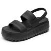 DREAM PAIRS Women’s Platform Water Sandals Adjustable Lightweight Waterproof Summer Beach Wedge Chunky Sandals(All Black)