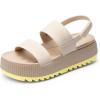 DREAM PAIRS Women’s Platform Water Sandals Adjustable Lightweight Waterproof Summer Beach Wedge Chunky Sandals(Sand)