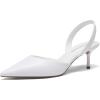 DREAM PAIRS Women’s Slingback Lace Up Kitten Low Heel Closed Toe Ankle Strap Heels Pointed Toe Strappy Pumps Shoes Party Wedding Dress Shoes(White)