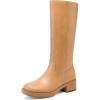 DREAM PAIRS Women’s Square Toe Platform Chunky Block Heel Knee High Riding Boots(All Yellow)