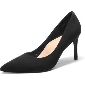 DREAM PAIRS Women’s High Heels Pump Closed Pointed Toe Slip On Stiletto Dress Shoes Fashion Wedding Bridal Work Office Comfortable Pumps Shoes(Black-suede)
