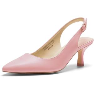 DREAM PAIRS Women’s Kitten Heels Slingback Closed Pointed Toe Low Pumps Shoes Women Party Wedding Sexy Casual Dress Shoes(Pink-pu)