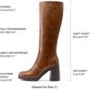 DREAM PAIRS Knee High Boots for Women Platform Square Toe Chunky Block Heeled Stylish Comfortable Tall Boots with Side Zipper(Light Brown)