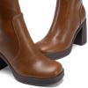 DREAM PAIRS Knee High Boots for Women Platform Square Toe Chunky Block Heeled Stylish Comfortable Tall Boots with Side Zipper(Light Brown)