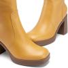 DREAM PAIRS Knee High Boots for Women Platform Square Toe Chunky Block Heeled Stylish Comfortable Tall Boots with Side Zipper(Yellow)