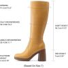 DREAM PAIRS Knee High Boots for Women Platform Square Toe Chunky Block Heeled Stylish Comfortable Tall Boots with Side Zipper(Yellow)
