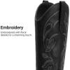 DREAM PAIRS Womens Cowboy Boots Western Comfortable Chunky Heel Square Toe Embroidered Cowgirl Knee High Boots(Black)