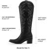 DREAM PAIRS Womens Cowboy Boots Western Comfortable Chunky Heel Square Toe Embroidered Cowgirl Knee High Boots(Black)
