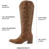 DREAM PAIRS Womens Cowboy Boots Western Comfortable Chunky Heel Square Toe Embroidered Cowgirl Knee High Boots(Brown)