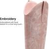 DREAM PAIRS Womens Cowboy Boots Western Comfortable Chunky Heel Square Toe Embroidered Cowgirl Knee High Boots(Light Pink)