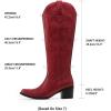 DREAM PAIRS Womens Cowboy Boots Western Comfortable Chunky Heel Square Toe Embroidered Cowgirl Knee High Boots(Red)