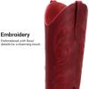 DREAM PAIRS Womens Cowboy Boots Western Comfortable Chunky Heel Square Toe Embroidered Cowgirl Knee High Boots(Red)