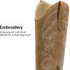 DREAM PAIRS Womens Cowboy Boots Western Comfortable Chunky Heel Square Toe Embroidered Cowgirl Knee High Boots(Tan)