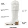DREAM PAIRS Womens Cowboy Boots Western Comfortable Chunky Heel Square Toe Embroidered Cowgirl Knee High Boots(White)