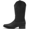 DREAM PAIRS Women’s Western Cowboy Boots Square Toe Embroidered Mid Calf Boots Western Chunky Low Heel for Country Music Festivals Theme Party and Concert(All Black)