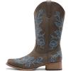 DREAM PAIRS Women’s Western Cowboy Boots Square Toe Embroidered Mid Calf Boots Western Chunky Low Heel for Country Music Festivals Theme Party and Concert(Dark Brown)
