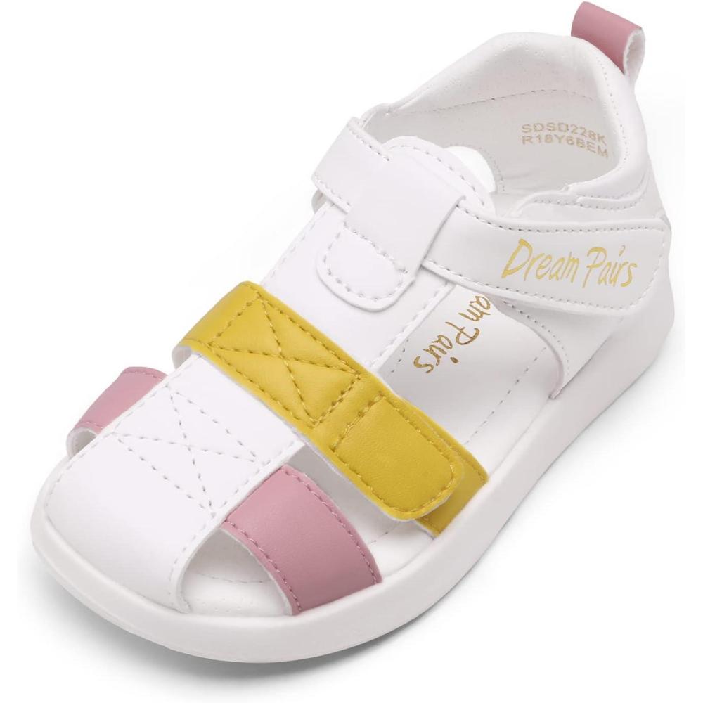 image:imageDREAM PAIRS Toddler Boys Girls Sandals ClosedToe Summer Dress Sandals ShoesYellowPink