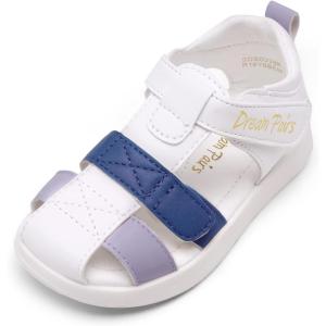 DREAM PAIRS Toddler Boys Girls Sandals Closed-Toe Summer Dress Sandals Shoes(Navy/Purple)