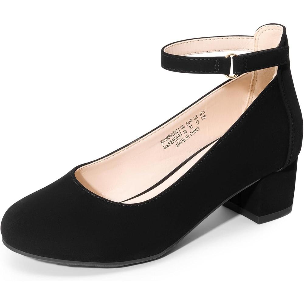image:imageDREAM PAIRS Girls Dress Shoes Chunky High Heels Ankle Strap Party Wedding Princess Pump for Little Big KidBlack
