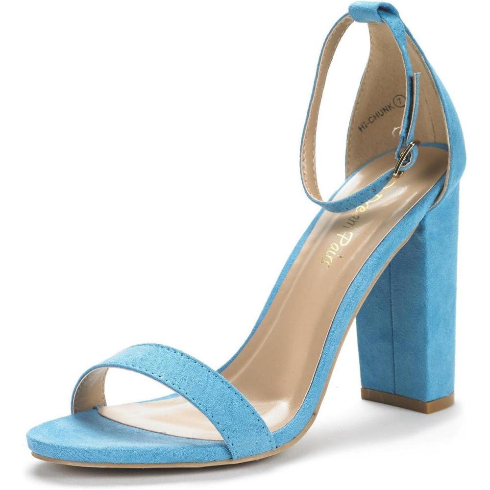 image:imageDREAM PAIRS Womens HiChunk High Heel Pump SandalsBlueSuede
