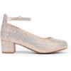 DREAM PAIRS Girls Dress Shoes Chunky High Heels Ankle Strap Party Wedding Princess Pump for Little Big Kid(Gold)