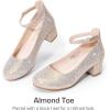 DREAM PAIRS Girls Dress Shoes Chunky High Heels Ankle Strap Party Wedding Princess Pump for Little Big Kid(Gold)