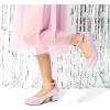 DREAM PAIRS Girls Dress Shoes Chunky High Heels Ankle Strap Party Wedding Princess Pump for Little Big Kid(Pink)