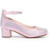 DREAM PAIRS Girls Dress Shoes Chunky High Heels Ankle Strap Party Wedding Princess Pump for Little Big Kid(Pink)