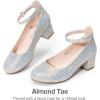 DREAM PAIRS Girls Dress Shoes Chunky High Heels Ankle Strap Party Wedding Princess Pump for Little Big Kid(Silver)